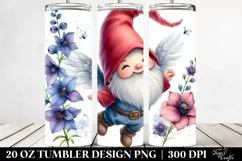 Cute Gnome Floating with Delphinium | 20 Oz Tumbler Product Image 2