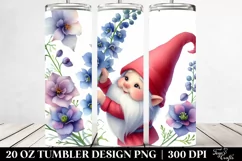Cute Gnome Floating with Delphinium | 20 Oz Tumbler Product Image 2