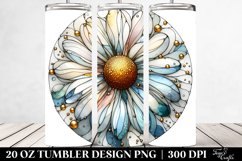 Abstract Stained Daisy in Shiny Material | 20 Oz Tumbler Product Image 2