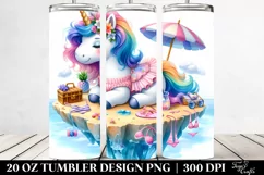 Whimsical Unicorn in Beachwear, Transparent 20 Oz Tumbler Product Image 2