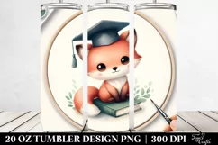 Cute Round Baby Fox Graduation Cap | 20 oz Tumbler Product Image 2