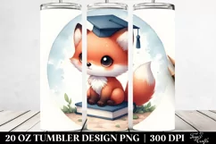 Cute Round Baby Fox Graduation Cap | 20 oz Tumbler Product Image 2