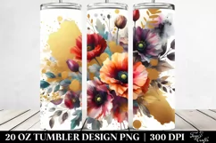 Abstract Watercolor Bouquet Gold Foil | 20 Oz Tumbler Product Image 2