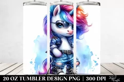 Cute Unicorn in Paint-Like Style, Transparent 20 Oz Tumbler Product Image 2