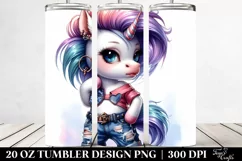 Cute Unicorn in Paint-Like Style, Transparent 20 Oz Tumbler Product Image 2