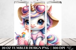 Cute Baby Unicorn with Beachwear | 20 Oz Tumbler Product Image 2