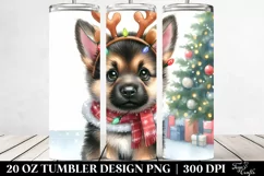 Baby German Shepherd with Reindeer Horns and Christmas Tree Product Image 2