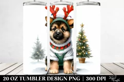 Baby German Shepherd with Reindeer Horns and Christmas Tree Product Image 2