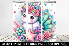 Cartoon-Style Peacock with Flower Crown | 20 oz Tumbler Product Image 2