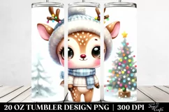 Baby Deer with Reindeer Horns and Christmas Tree 20 Oz Product Image 2