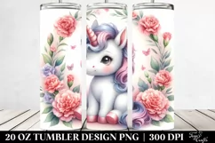 Baby Unicorn in Carnation Frame | 20 oz Tumbler Product Image 2