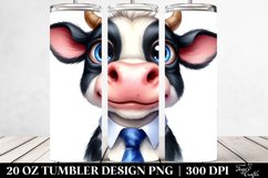 Watercolor Cow Portrait with Tie | 20 Oz Tumbler Product Image 2
