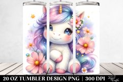Cute Baby Unicorn with Cosmos | 20 Oz Tumbler Product Image 2