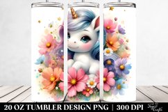 Cute Baby Unicorn with Cosmos | 20 Oz Tumbler Product Image 2