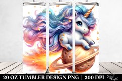 Watercolor Comet Riding Unicorn | 20 Oz Tumbler Product Image 2