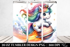 Watercolor Comet Riding Unicorn | 20 Oz Tumbler Product Image 2