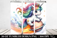 Watercolor Comet Riding Unicorn | 20 Oz Tumbler Product Image 2
