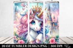 Watercolor Enchanted Castle Unicorn | 20 Oz Tumbler Product Image 2
