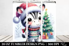 Baby Zebra with Santa Hat and Christmas Tree 20 Oz Tumbler Product Image 2