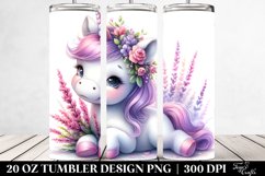 Watercolor Baby Unicorn with Heather | 20 Oz Tumbler Product Image 2