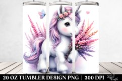 Watercolor Baby Unicorn with Heather | 20 Oz Tumbler Product Image 2