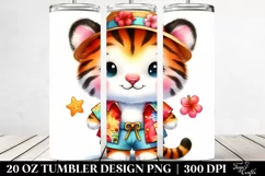 Colorful Cute Tiger Dressed for Summer | 20 Oz Tumbler Product Image 2