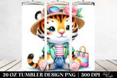 Colorful Cute Tiger Dressed for Summer | 20 Oz Tumbler Product Image 2