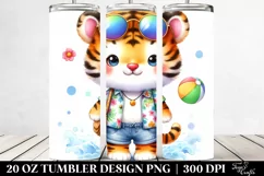 Colorful Cute Tiger Dressed for Summer | 20 Oz Tumbler Product Image 2