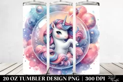 Watercolor Unicorn in Bubble Dreamy Nebula | 20 Oz Tumbler Product Image 2