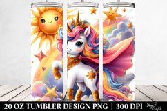 Cute Unicorn as Hero on Golden Sun | 20 Oz Tumbler Product Image 2