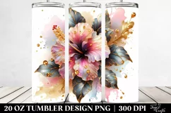 Glossy Hibiscus Golden Tumbler Product Image 2