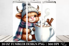cute Highland Cow with Blanket and Hot Cocoa 20 Oz Tumbler Product Image 2