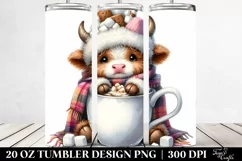 cute Highland Cow with Blanket and Hot Cocoa 20 Oz Tumbler Product Image 2