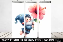 Cute Floating Gnome with Large Hibiscus | 20 Oz Tumbler Product Image 2