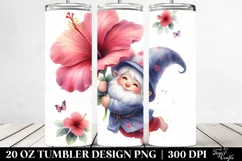 Cute Floating Gnome with Large Hibiscus | 20 Oz Tumbler Product Image 2