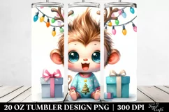 Cute Baby Monkey with Reindeer Horns 20 Oz Tumbler Product Image 2