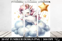 Cute Baby Unicorn Bouncing on a Cloud | 20 Oz Tumbler Product Image 2