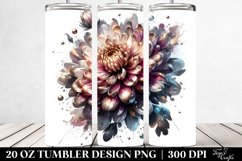 Watercolor Chrysanthemum Shiny Metallic Tumbler Product Image 2
