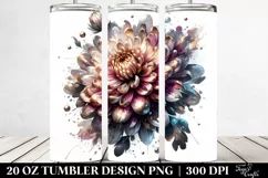 Watercolor Chrysanthemum Shiny Metallic Tumbler Product Image 2