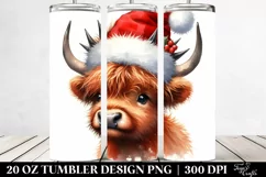 Excited Highland Cow with Santa Hat Clipart Product Image 2