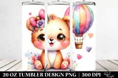 Cute Colorful Baby Bear with Hot Air Balloon | 20 Oz Tumbler Product Image 2