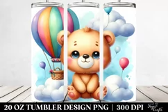 Cute Colorful Baby Bear with Hot Air Balloon | 20 Oz Tumbler Product Image 2