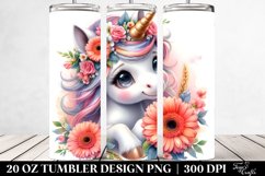 Cute Baby Unicorn with Gerbera | 20 Oz Tumbler Product Image 2