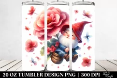 Cute Floating Gnome with Large Begonia | 20 Oz Tumbler Product Image 2