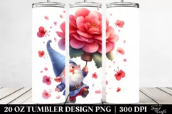 Cute Floating Gnome with Large Begonia | 20 Oz Tumbler Product Image 2