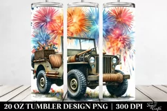 Vintage Jeep with Fireworks | 20 oz Tumbler Product Image 2