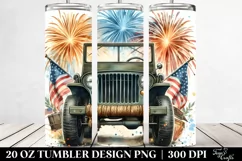 Vintage Jeep with Fireworks | 20 oz Tumbler Product Image 2