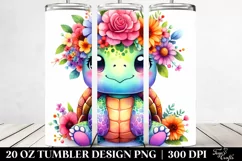 Cartoon-style Turtle Flower Crown Tumbler Product Image 2