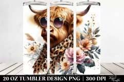 Elegant Highland Cow with Flowers | 20 Oz Tumbler Product Image 2