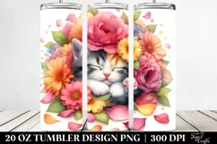 Colorful Kitten Sleeping in Flower | 20 Oz Tumbler Product Image 2